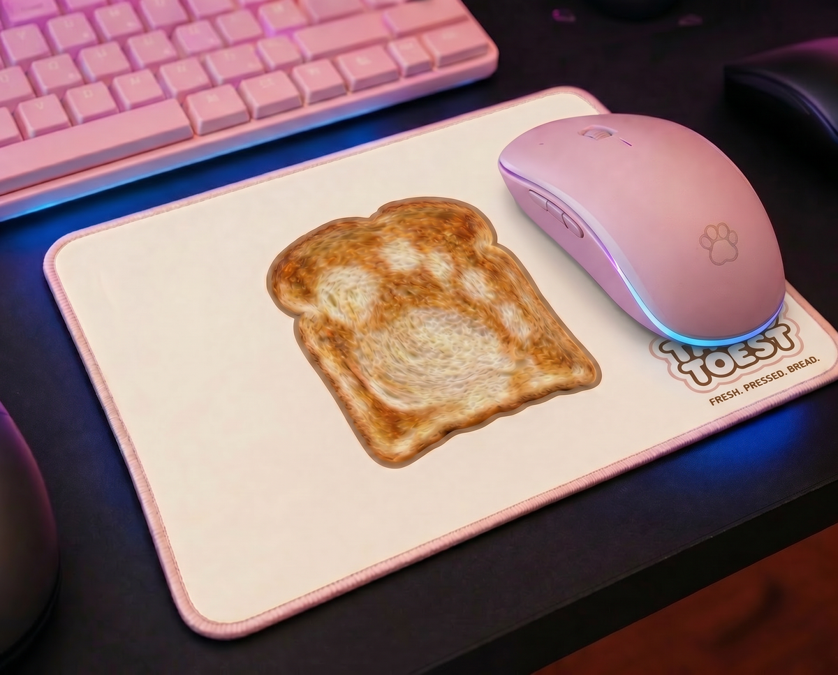 Tasty Toest Mouse Pad — logo close-up.