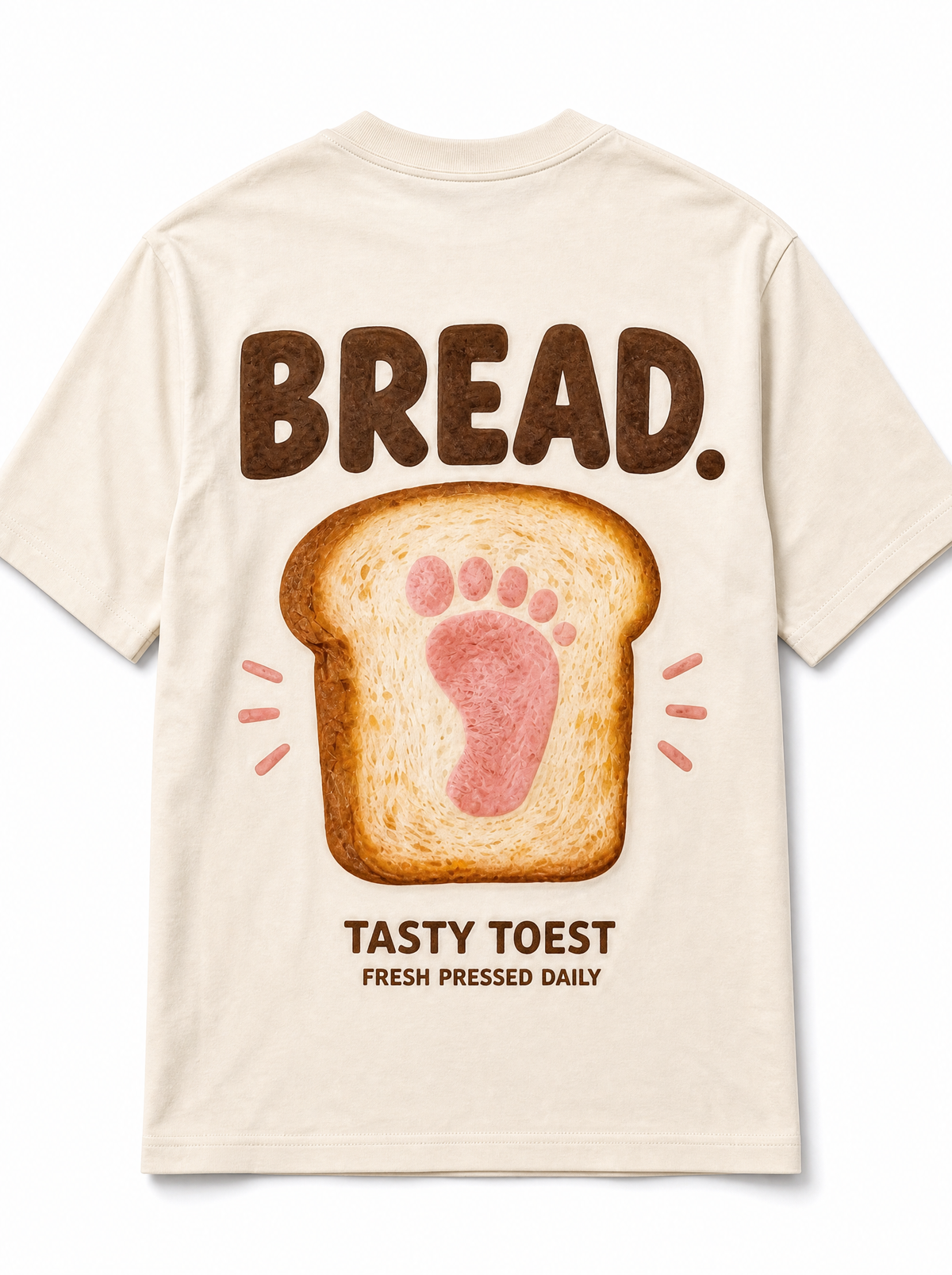 Tasty Toest Tee — back view, BREAD graphic detail.